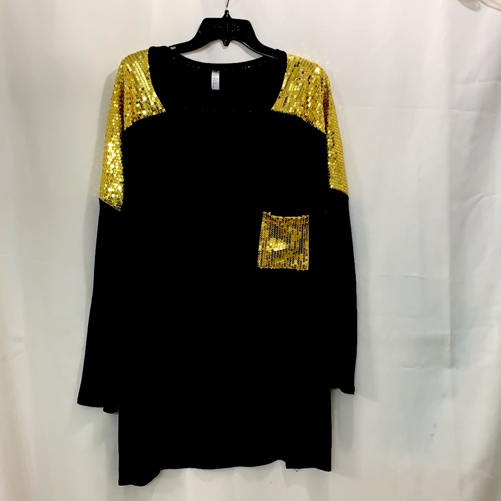 Gold Sequined Black Top